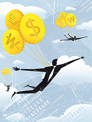 PSD 구름 남자 일러스트 비즈니스 그림자 정장 성인 세명 경제 달러 동전 유로 비즈니스맨 원화 엔 국내일러스트 자연요소 옷 돈 사람 직장인 파일형식