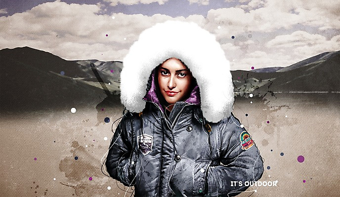 PSD 구름 여자 패션 여행 겨울 일러스트 하늘 산 아웃도어 한명 성인 등산 겨울옷 국내일러스트 자연요소 1 옷 계절 사람 트래킹 파일형식