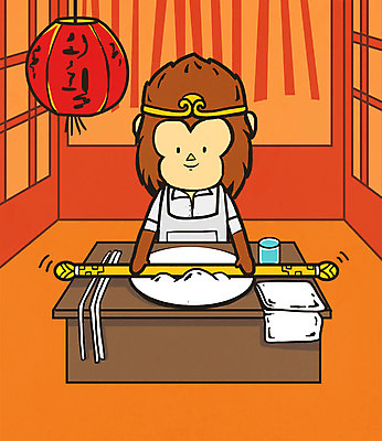 PSD 직업 남자 일러스트 한명 성인 컵 요리사 원숭이 조리대 반죽 영웅 밀가루반죽 손오공 슈퍼히어로 초능력 국내일러스트 1 식기 포유류 사람 파일형식