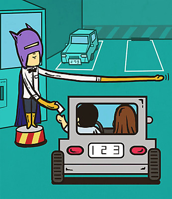 PSD 직업 여자 남자 일러스트 자동차 성인 세명 주차장 영웅 관리인 관리자 슈퍼히어로 초능력 국내일러스트 육상교통 사람 파일형식