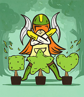 PSD 나무 직업 남자 화분 일러스트 한명 성인 영웅 부메랑 슈퍼히어로 정원사 초능력 국내일러스트 식물 1 사람 파일형식