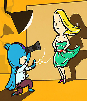 PSD 모델 직업 여자 남자 일러스트 조명 성인 두명 카메라 사진사 영웅 슈퍼히어로 초능력 국내일러스트 사람 전자제품 작가 파일형식