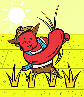 PSD 직업 남자 일러스트 뿔 한명 성인 태양 농사 농부 밀짚모자 영웅 슈퍼히어로 초능력 국내일러스트 자연요소 모자_잡화 1 농업 사람 파일형식