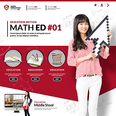 PSD 템플릿 학생 여자 교육 화살표 웹템플릿 청소년 수업 이벤트페이지 이벤트 두명 책 연필 한국인 수학 수학교육 여자만 이미지템플릿 교과목 학용품 사람 동양인 필기구 페이지 파일형식
