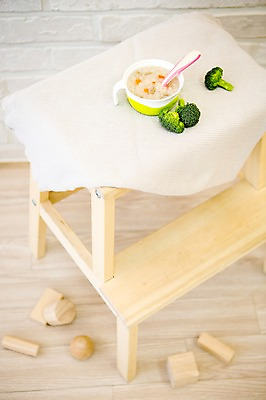 포토 JPG 스튜디오촬영 식탁 실내 사람없음 아기용품 브로콜리 천 죽 이유식 나무블록 국내포토 음식 채소 탁자 내부 목재 블록 직물 오브젝트 파일형식