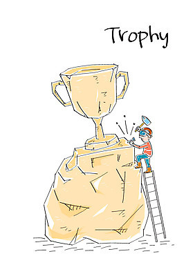 남자 조각 일러스트 사다리 한명 성인 돌_바위 못 망치 트로피 조각가 국내일러스트 AI파일 1 사람 도구 공구 상_우승 파일형식 벡터