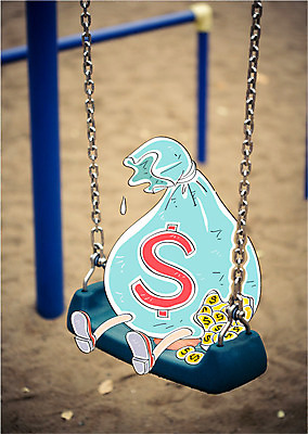 편집이미지 합성일러스트 사람없음 달러 동전 구멍 돈자루 놀이터 그네 합성 이미지편집 AI파일 돈 놀이 파일형식 벡터