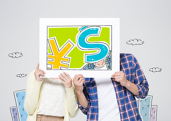 구름 편집이미지 여자 남자 합성일러스트 빌딩 성인 두명 경제 달러 화폐기호 엔 합성 이미지편집 AI파일 자연요소 기호 돈 사람 건물 화폐 파일형식 벡터