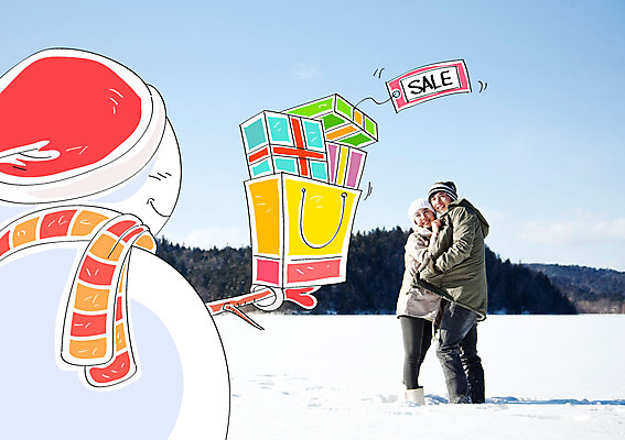 주간 편집이미지 커플 여자 남자 눈사람 합성일러스트 성인 야외 두명 선물상자 쇼핑백 세일 눈 합성 이미지편집 AI파일 자연요소 가방 관계 날씨 선물 사람 상자 파일형식 벡터