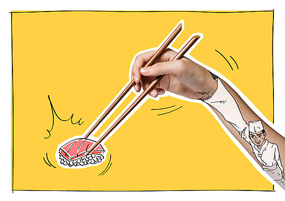 편집이미지 남자 젓가락 합성일러스트 한명 성인 신체부위 초밥 합성 팔 일식요리사 일본음식 이미지편집 AI파일 1 음식 수저 사람 요리사 파일형식 벡터