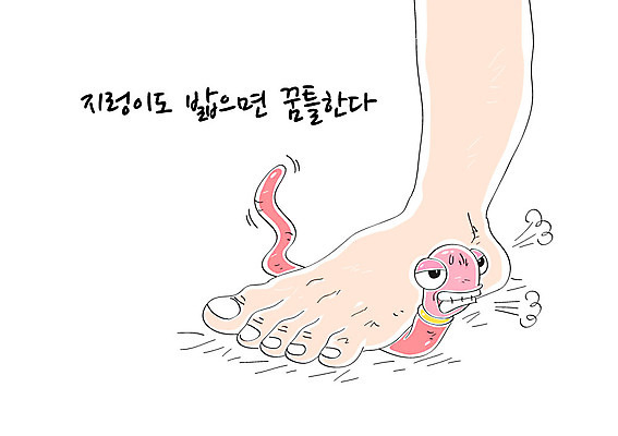 일러스트 발 신체부위 분노 밟기 속담 지렁이 국내일러스트 AI파일 문자 감정 모션 사람 파일형식 벡터