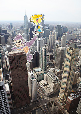 주간 편집이미지 합성일러스트 빌딩 사람없음 야외 도시 트로피 합성 고릴라 이미지편집 AI파일 자연요소 포유류 건물 상_우승 파일형식 벡터