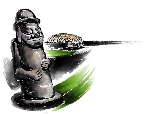 PSD 일러스트 캘리그라피 수묵화 사람없음 제주도 돌하르방 국내일러스트 한국 미술 파일형식