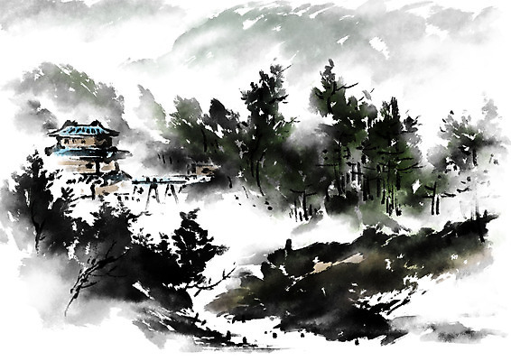 PSD 나무 일러스트 캘리그라피 산 수묵화 풍경 사람없음 국내일러스트 식물 미술 파일형식