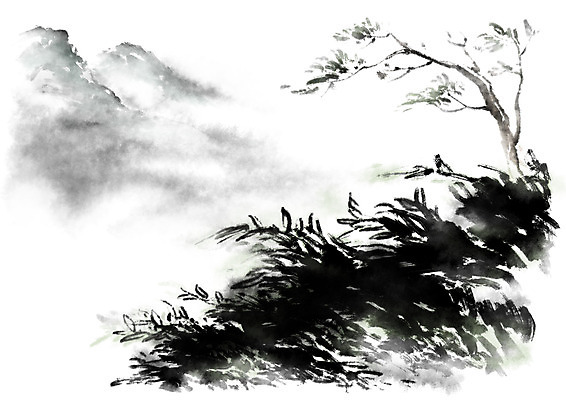 PSD 나무 일러스트 캘리그라피 산 수묵화 풍경 사람없음 풀잎 국내일러스트 식물 잎 미술 풀_식물 파일형식