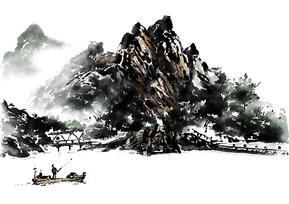 PSD 나무 일러스트 캘리그라피 산 수묵화 한명 사람 풍경 성인 강 절벽 다리 뱃사공 선박 국내일러스트 식물 1 수상교통 미술 신체부위 파일형식