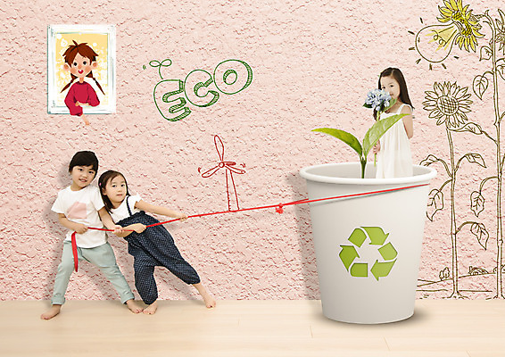 PSD 편집이미지 여자 액자 전구 해바라기 여러명 새싹 재활용 유치원생 한국인 끈 당기기 종이컵 에코 그린슈머 이미지편집 식물 꽃 어린이 다수 모션 사람 동양인 컵 환경 일회용 친환경 파일형식