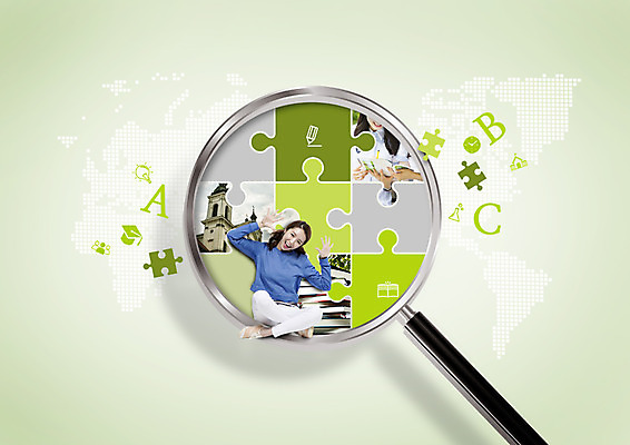 전신 PSD 편집이미지 알파벳 여자 대학생 세계지도 돋보기 20대 성인 두명 앞모습 한국인 퍼즐 대학교 가부좌 대학교육 어학연수 이미지편집 학생 영어 교육 뷰포인트 지도 학교 사람 앉기 동양인 청년 세계 유학 파일형식