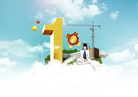 PSD 구름 편집이미지 1 학생 여자 교육 어린이 학사모 졸업 학교 한명 책 열기구 일본인 메달 기중기 이미지편집 자연요소 외국인 모자_잡화 항공교통 사람 동양인 중장비 상_상패 파일형식