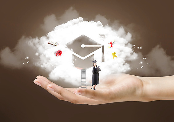 PSD 구름 편집이미지 학생 손 여자 교육 학사모 졸업 청소년 동양인 성인 두명 신체부위 책 선물상자 졸업가운 졸업장 이미지편집 자연요소 모자_잡화 선물 사람 인종 상자 가운 파일형식