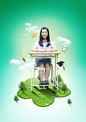 PSD 나무 편집이미지 학생 여자 교육 교복 학사모 졸업 청소년 한명 앉기 연필 한국인 자명종 메달 책상 이미지편집 식물 모자_잡화 1 옷 시계 가구 모션 학용품 사람 동양인 필기구 알람 상_상패 파일형식