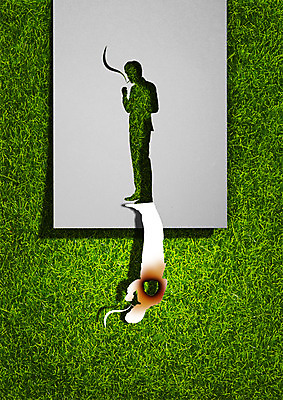 전신 PSD 편집이미지 실루엣 종이 흡연 한명 서기 잔디 구멍 태움 이미지편집 식물 1 모션 담배 촬영기법 사람 파일형식