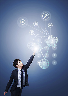 PSD 편집이미지 남자 열쇠 자물쇠 한명 정장 상반신 20대 성인 확성기 터치 비즈니스맨 일본인 친구추가 홀로그램 이미지편집 외국인 1 옷 비즈니스 사람 동양인 청년 직장인 파일형식