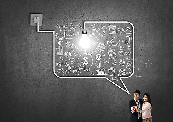 PSD 편집이미지 여자 남자 말풍선 전구 주택 미소 들기 정장 상반신 20대 성인 두명 사무용품 한국인 전선 비즈니스맨 비즈니스우먼 콘센트 플러그 전기에너지 이미지편집 옷 비즈니스 모션 문구용품 표정 사람 동양인 청년 건물 에너지 직장인 파일형식