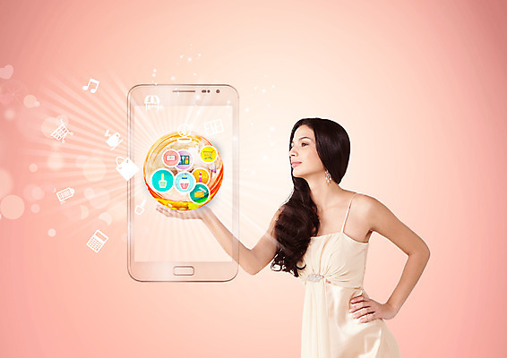 PSD 외국인 편집이미지 드레스 여자 허리손 공 한명 들기 상반신 성인 스마트폰 쇼핑 화장품 이미지편집 1 옷 포즈 모션 사람 인종 핸드폰 스마트기기 뷰티 파일형식