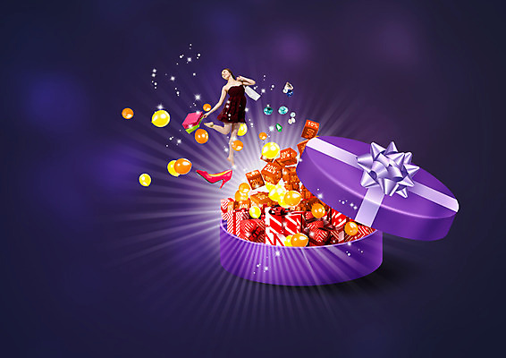 PSD 편집이미지 여자 한명 20대 성인 선물상자 쇼핑 보라색 한국인 풍선 이미지편집 1 컬러 선물 사람 동양인 청년 상자 파일형식