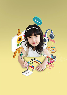 PSD 편집이미지 여자 음악 말풍선 미술 한명 상반신 취미 앞모습 헤드폰 물감 유치원생 한국인 붓 팔레트 스케치북 이젤 크레파스 이미지편집 1 어린이 뷰포인트 음향기기 문화예술 학용품 사람 동양인 미술도구 파일형식
