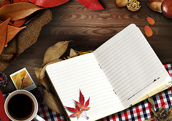 PSD 편집이미지 단풍 낙엽 사람없음 공책 견과류 가을 커피잔 호두 아몬드 밤길 이미지편집 계절 길 커피 잎 문구용품 잔 파일형식