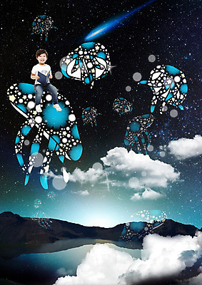 전신 PSD 구름 편집이미지 남자 호수 상상 밤하늘 하늘 한명 앉기 앞모습 독서 유치원생 꿈 한국인 해파리 상상력 이미지편집 자연요소 1 어린이 뷰포인트 모션 사람 동양인 자포동물 야간 파일형식