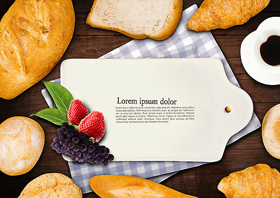 PSD 편집이미지 빵 딸기 포도 나뭇잎 프레임 도마 사람없음 바게트 크루아상 천 식빵 이미지편집 음식 잎 과일 주방용품 직물 파일형식