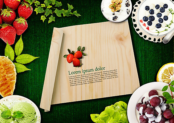 PSD 편집이미지 딸기 포도 나뭇잎 아이스크림 프레임 사람없음 덩굴 블루베리 벌꿀 이미지편집 식물 잎 과일 디저트 꿀 파일형식