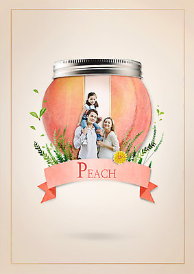 PSD 백인 편집이미지 영어 여자 남자 꽃 딸 리본 어린이 음식 가족 엄마 미소 상반신 성인 세명 30대 목말 아빠 병 복숭아 이미지편집 서양인 식물 문자 식기 과일 관계 모션 표정 사람 장년 파일형식