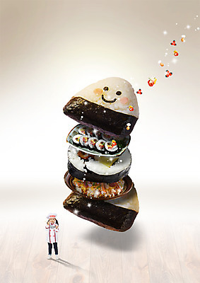 전신 PSD 편집이미지 접시 여자 음식 한명 서기 앞모습 쌓기 요리사 유치원생 한국인 김밥 볶음밥 주먹밥 이미지편집 직업 1 식기 어린이 뷰포인트 모션 밥 사람 동양인 파일형식