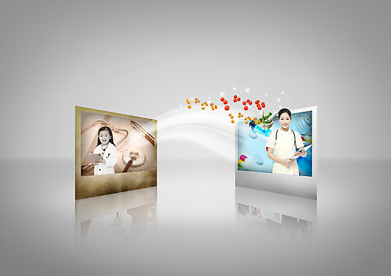 PSD 편집이미지 여자 의학 미래 상반신 20대 성인 두명 유치원생 한국인 간호사 과거 장래희망 기념사진 이미지편집 어린이 컨셉 사람 동양인 청년 의료진 파일형식