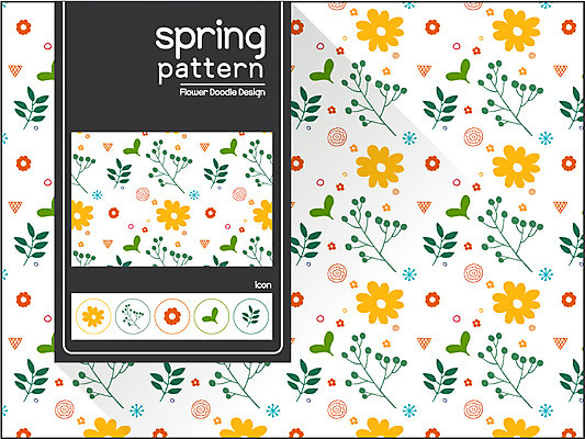 식물 디자인 꽃 백그라운드 꽃무늬 패턴 일러스트 나뭇잎 사람없음 봄 자연물 플라워패턴 국내일러스트 AI파일 계절 잎 무늬 자연 파일형식 벡터