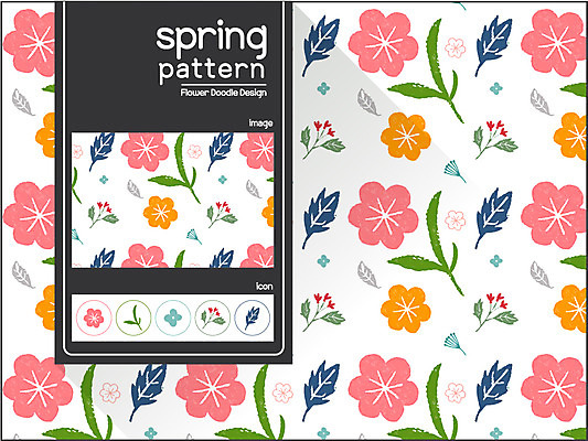 식물 디자인 꽃 백그라운드 꽃무늬 패턴 일러스트 나뭇잎 사람없음 봄 자연물 플라워패턴 국내일러스트 AI파일 계절 잎 무늬 자연 파일형식 벡터