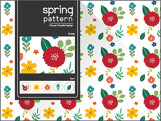 식물 디자인 꽃 백그라운드 꽃무늬 패턴 일러스트 나뭇잎 사람없음 봄 자연물 플라워패턴 국내일러스트 AI파일 계절 잎 무늬 자연 파일형식 벡터