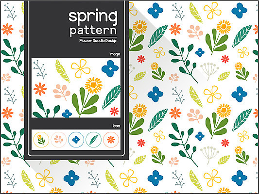 식물 디자인 꽃 백그라운드 꽃무늬 패턴 일러스트 나뭇잎 사람없음 봄 자연물 플라워패턴 국내일러스트 AI파일 계절 잎 무늬 자연 파일형식 벡터