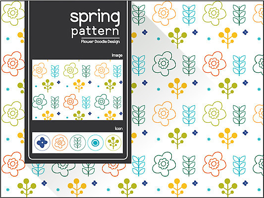 식물 디자인 꽃 백그라운드 꽃무늬 패턴 일러스트 나뭇잎 사람없음 봄 자연물 플라워패턴 국내일러스트 AI파일 계절 잎 무늬 자연 파일형식 벡터