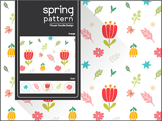 식물 디자인 꽃 백그라운드 꽃무늬 패턴 일러스트 나뭇잎 사람없음 봄 자연물 플라워패턴 국내일러스트 AI파일 계절 잎 무늬 자연 파일형식 벡터
