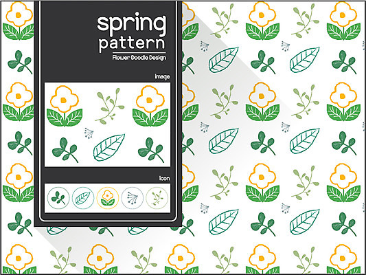 식물 디자인 꽃 백그라운드 꽃무늬 패턴 일러스트 나뭇잎 사람없음 봄 자연물 플라워패턴 국내일러스트 AI파일 계절 잎 무늬 자연 파일형식 벡터