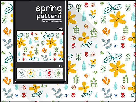 식물 디자인 꽃 백그라운드 꽃무늬 패턴 일러스트 나뭇잎 사람없음 봄 자연물 플라워패턴 국내일러스트 AI파일 계절 잎 무늬 자연 파일형식 벡터