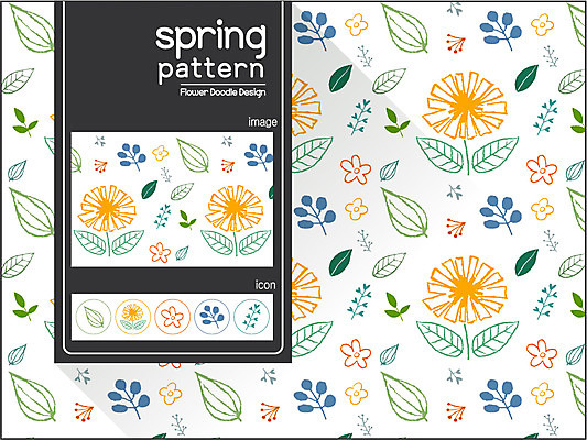 식물 디자인 꽃 백그라운드 꽃무늬 패턴 일러스트 나뭇잎 사람없음 봄 자연물 플라워패턴 국내일러스트 AI파일 계절 잎 무늬 자연 파일형식 벡터