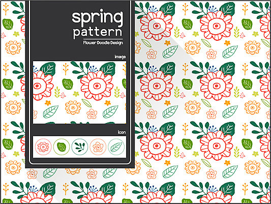 식물 디자인 꽃 백그라운드 꽃무늬 패턴 일러스트 나뭇잎 사람없음 봄 자연물 플라워패턴 국내일러스트 AI파일 계절 잎 무늬 자연 파일형식 벡터