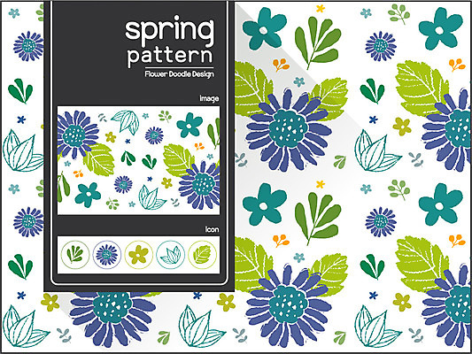 식물 디자인 꽃 백그라운드 꽃무늬 패턴 일러스트 나뭇잎 사람없음 봄 자연물 플라워패턴 국내일러스트 AI파일 계절 잎 무늬 자연 파일형식 벡터