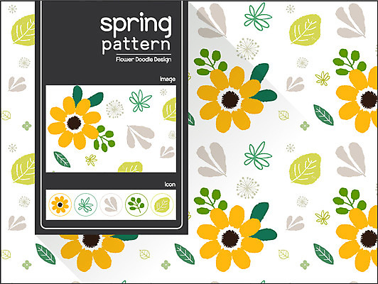 식물 디자인 꽃 백그라운드 꽃무늬 패턴 일러스트 나뭇잎 사람없음 봄 자연물 플라워패턴 국내일러스트 AI파일 계절 잎 무늬 자연 파일형식 벡터